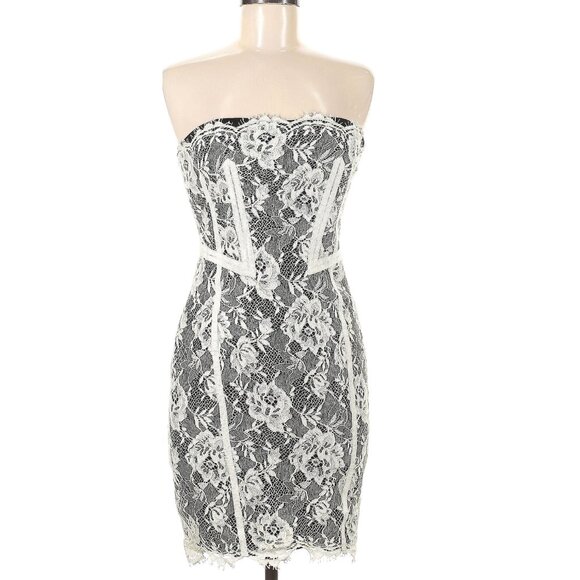 Karen Millen Lace Corset Dress Cream Black - Picture 3 of 17